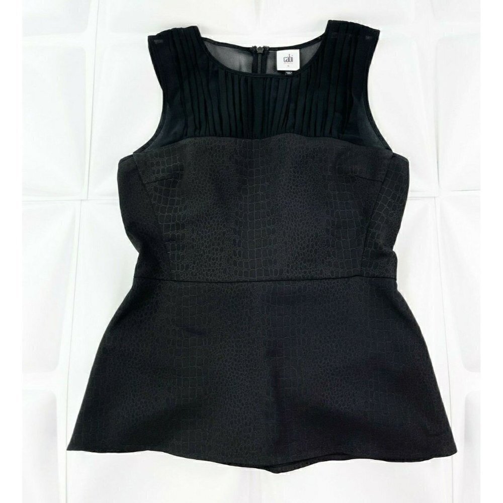 Cabi Womens Sz 0 Black Peplum Blouse Tank Top